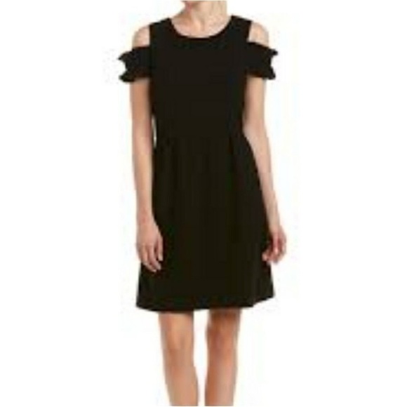 LOFT Black Cold Shoulder Dress Size 14 - Picture 1 of 8